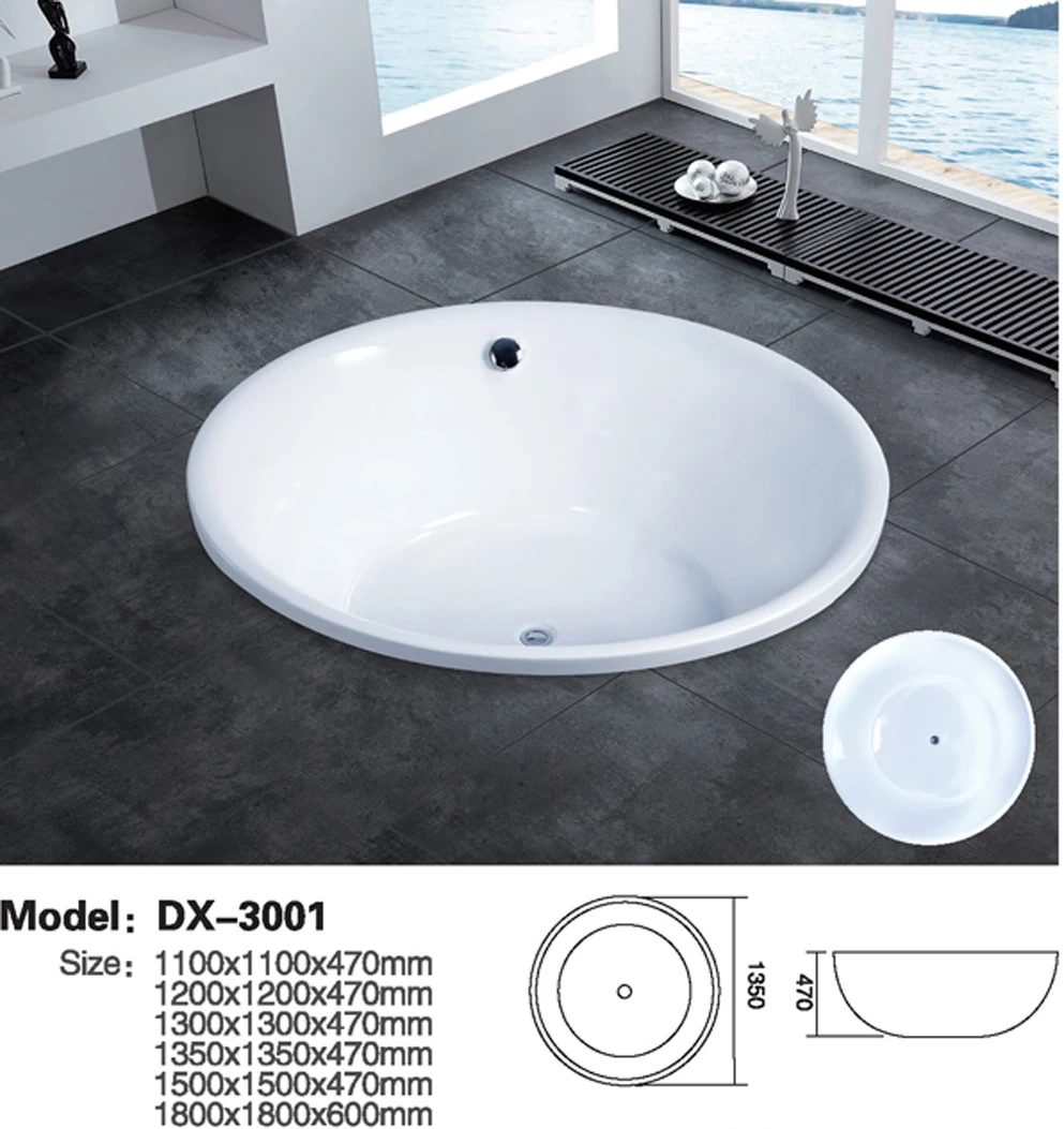 Современная акриловая белая Ванна, гидромассажная Ванна, встроенная круглая Встраиваемая акриловая ванна Dx3003