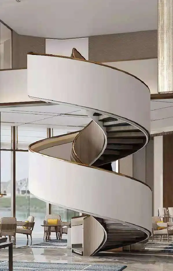 Factory Hot Sale Modern Circular Villa Spiral Dimensions Helical Curved Staircase  modern steel staircase