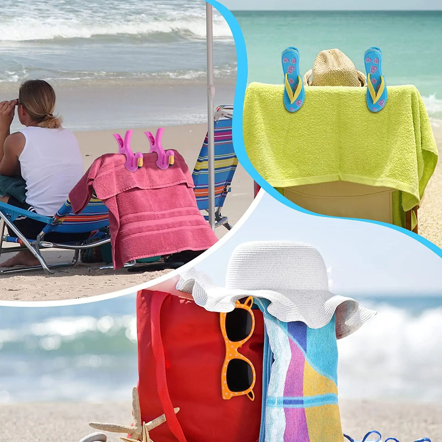 Flamingo Beach Chairs Parrot Towel Holder Clothes Pegs Beach nautical Towel Clip