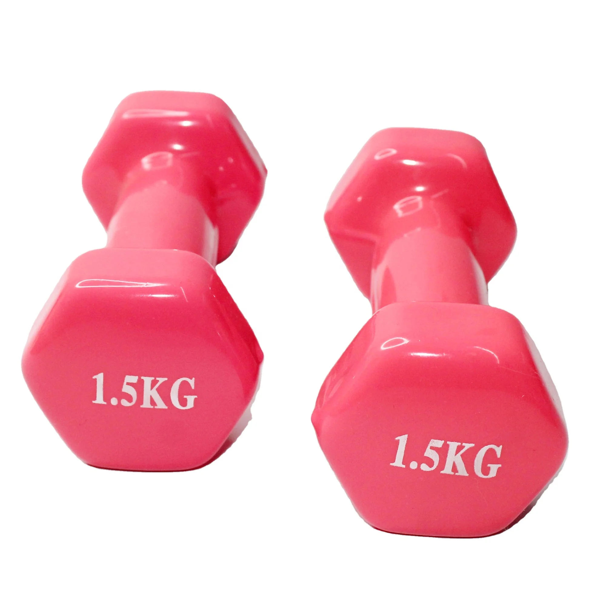 Fitness equipment weightlifting gym vinyl dumbbells set with weight mark in KG and LB for sale