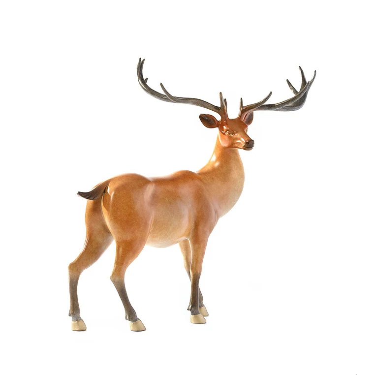 Customize modern home decor fengshui products brass handicraft copper deer ornaments art craft supplies