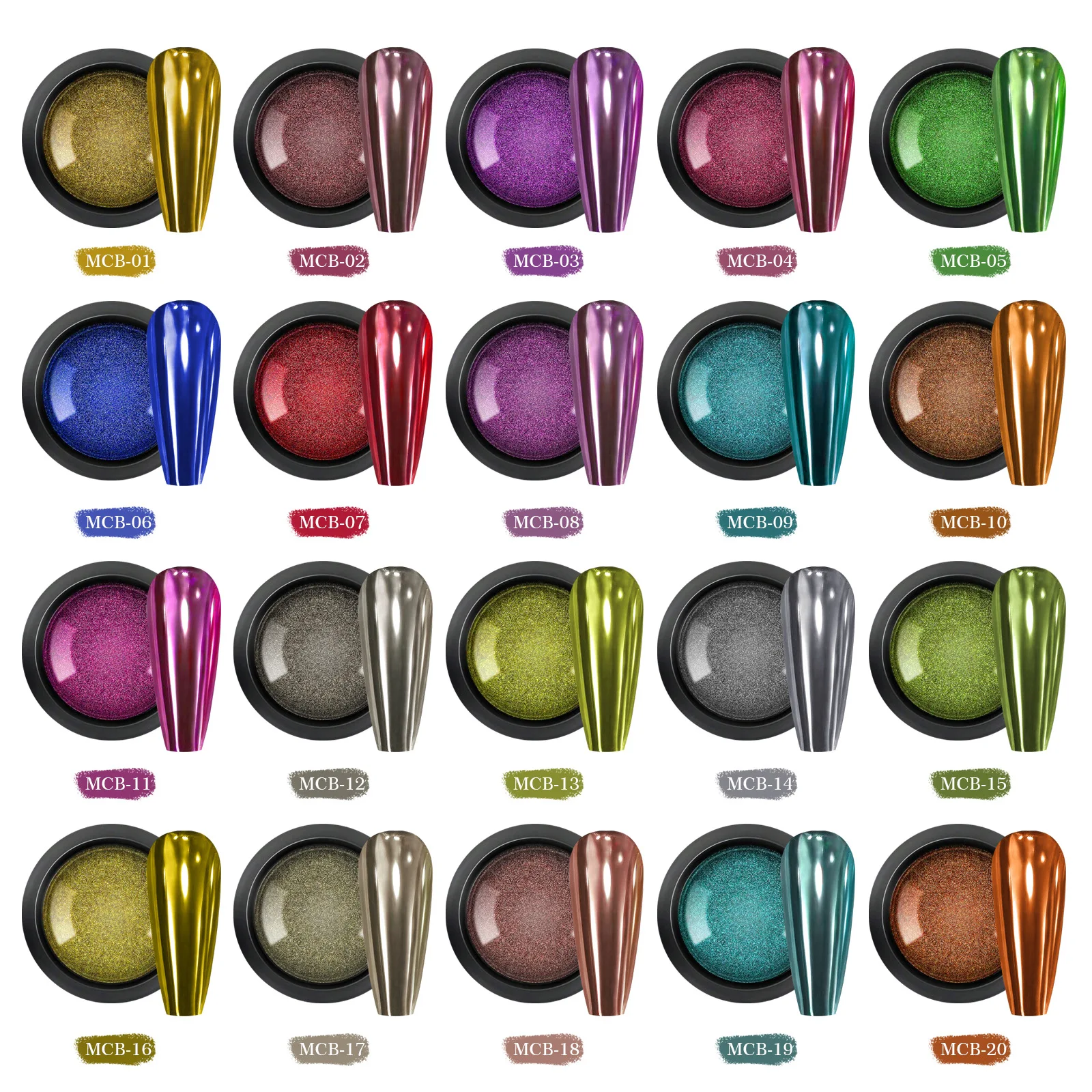 Professional Crystal Nail acrylic kit rainbow Pigment full set nail chameleon chrome Art Solid Mirror Effect pigment powder