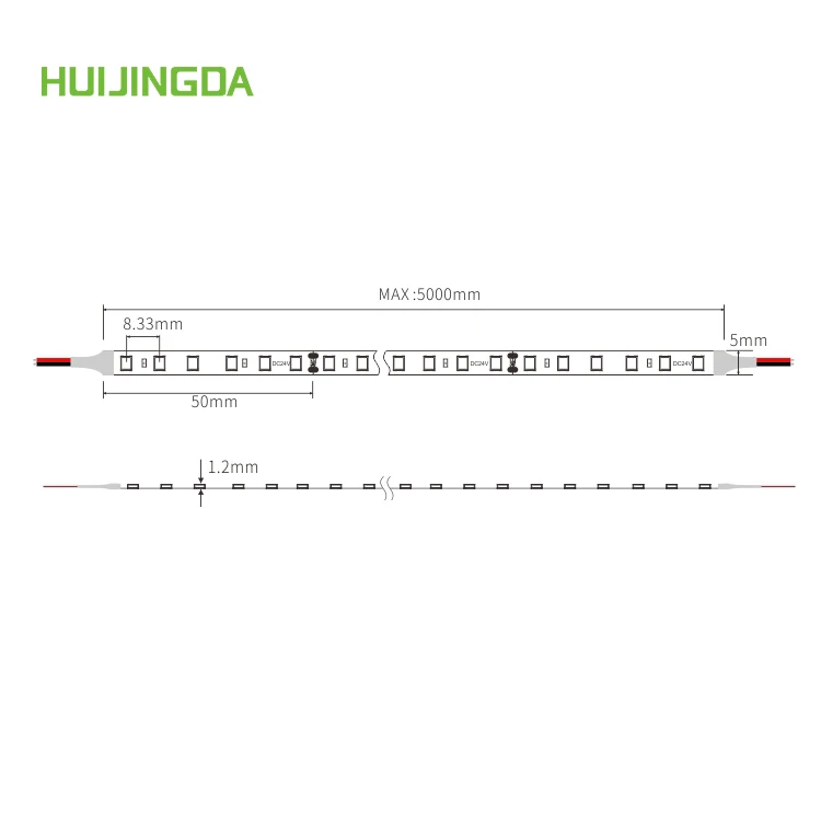 Factory production 24V CRI95 97 2835 SMD 120leds/m 5mm PCB mini 5m Flexible LED Strip light