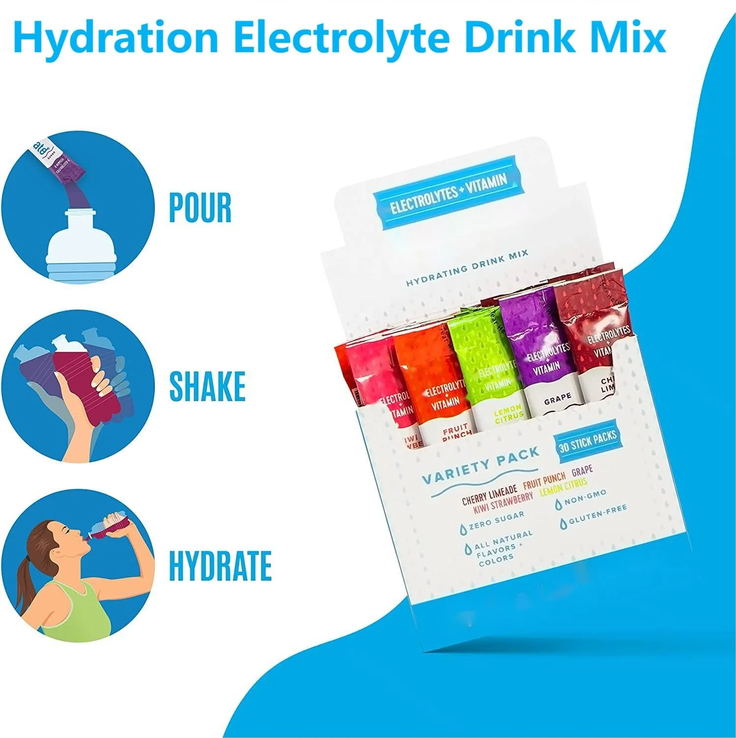 Electrolytes Powder Packets Boost Energy & Keto-friendly  Hydration Powder Packet Hydration Supplement Drink