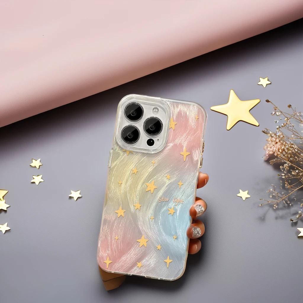 Stylish Halo Dyed Blue Bow Phone Case for iPhone 11 12 Series Shockproof PC Material Mobile Phone Case