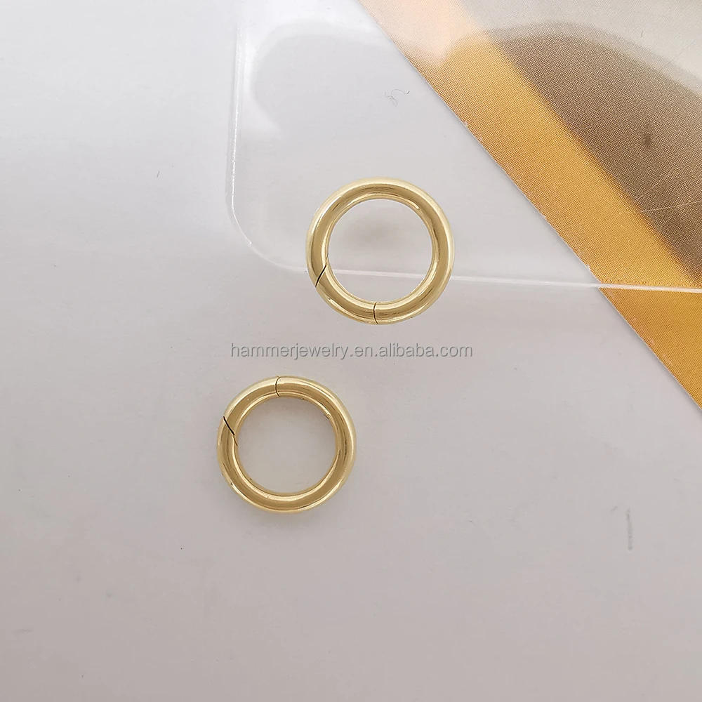 Wholesale 9K 14K18K Real Gold Round Spring Ring Lock Jewelry Clasp for Necklaces Bracelet Making
