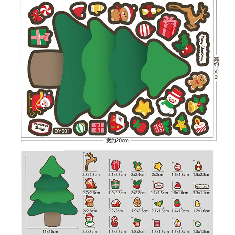 New Creative Children Cartoon Christmas DIY Sticker Santa Snowman Cute PVC Sticker For Kids