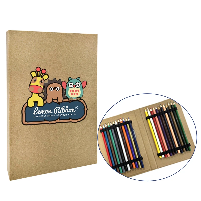 Free Sample Custom Kraft Paper Cover Full Coloring Book Set Kids Drawing Coloring Book with 24pcs Color Pencil set