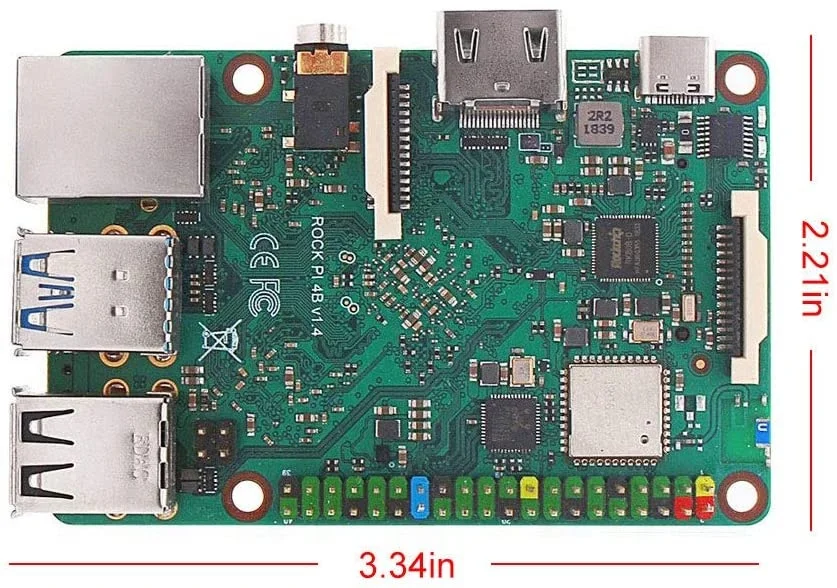Rock PI 4B V1.4 Rockchip RK3399 Cortex Six Core SBC/Single Board Computer Compatible with Official Raspberry Pi Display