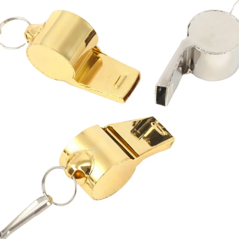 Outdoor Emergency rescue Wholesale metal whistles soccer referee sports whistles stainless steel Golden whistles