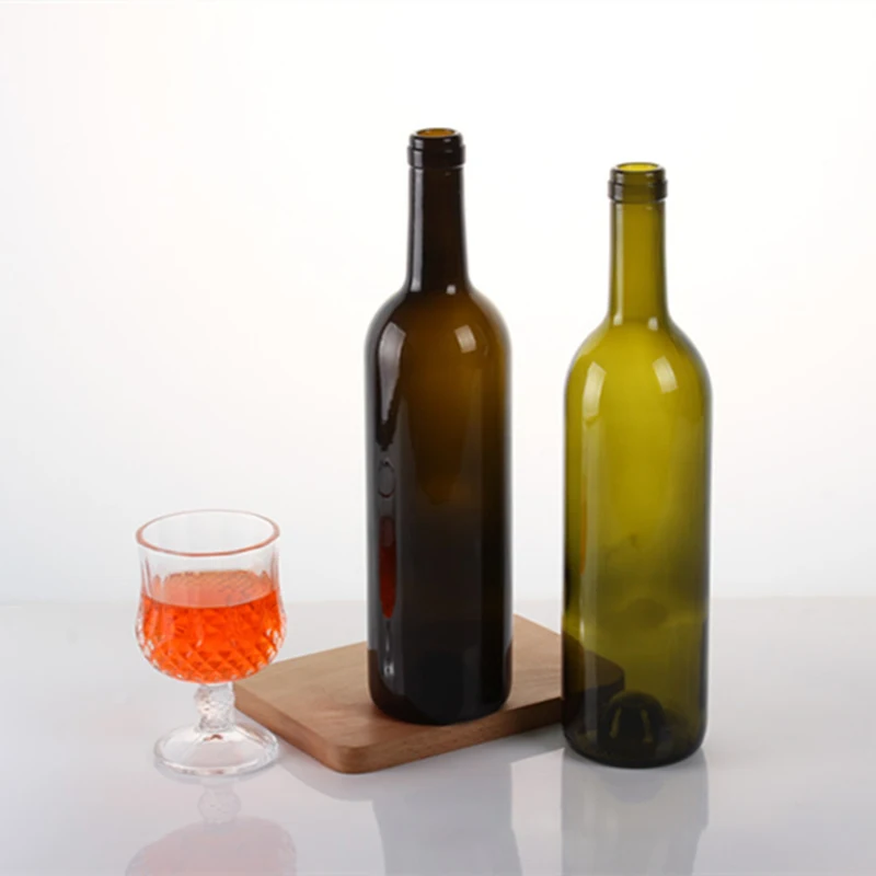 Factory Stock Sales 750Ml Dark Green Brown Bordeaux Red Wine Glass Grape Wine Bottles Manufacturer