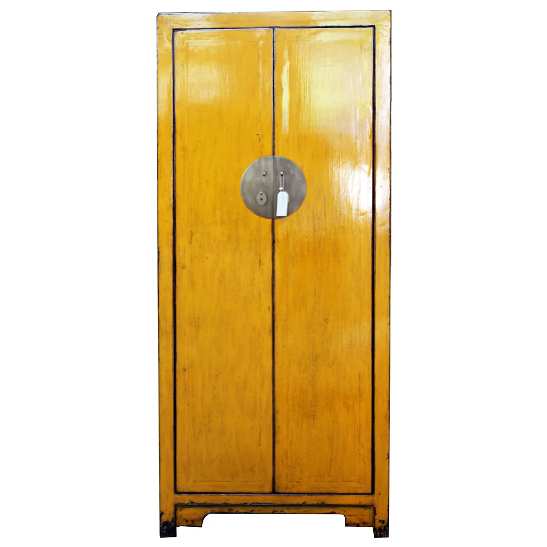 Restoration style furniture shinny lacquered solid wood wardrobe armoire