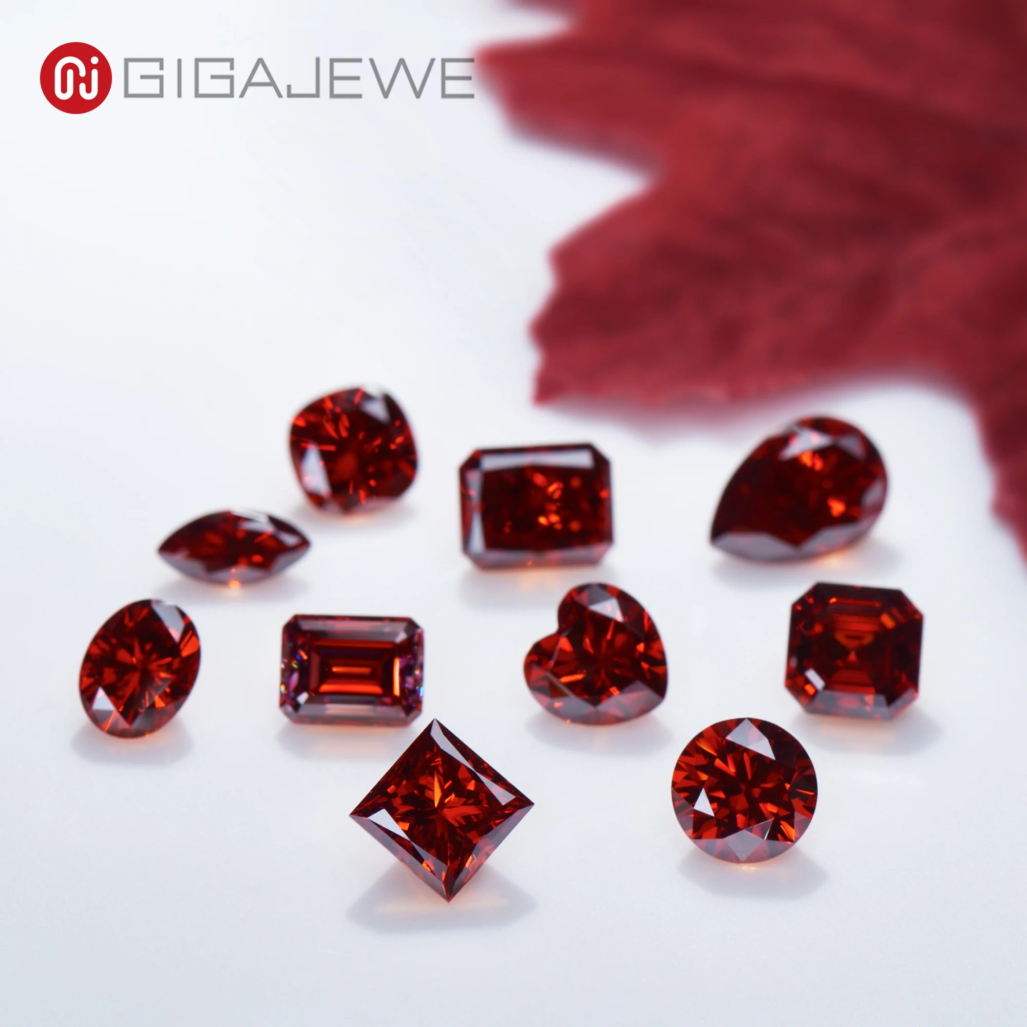 GIGAJEWE Wholesale loose Moissanite diamond round cut Plated red color VVS1 clarity for Jewelry making