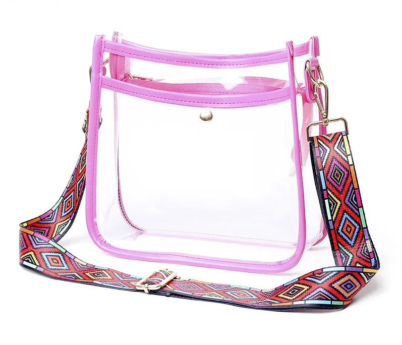 2022 In Stock Clear PVC Transparent Crossbody Messenger Bag Clear Purse Transparent Shoulder Clear PVC Bag with Purse Strap