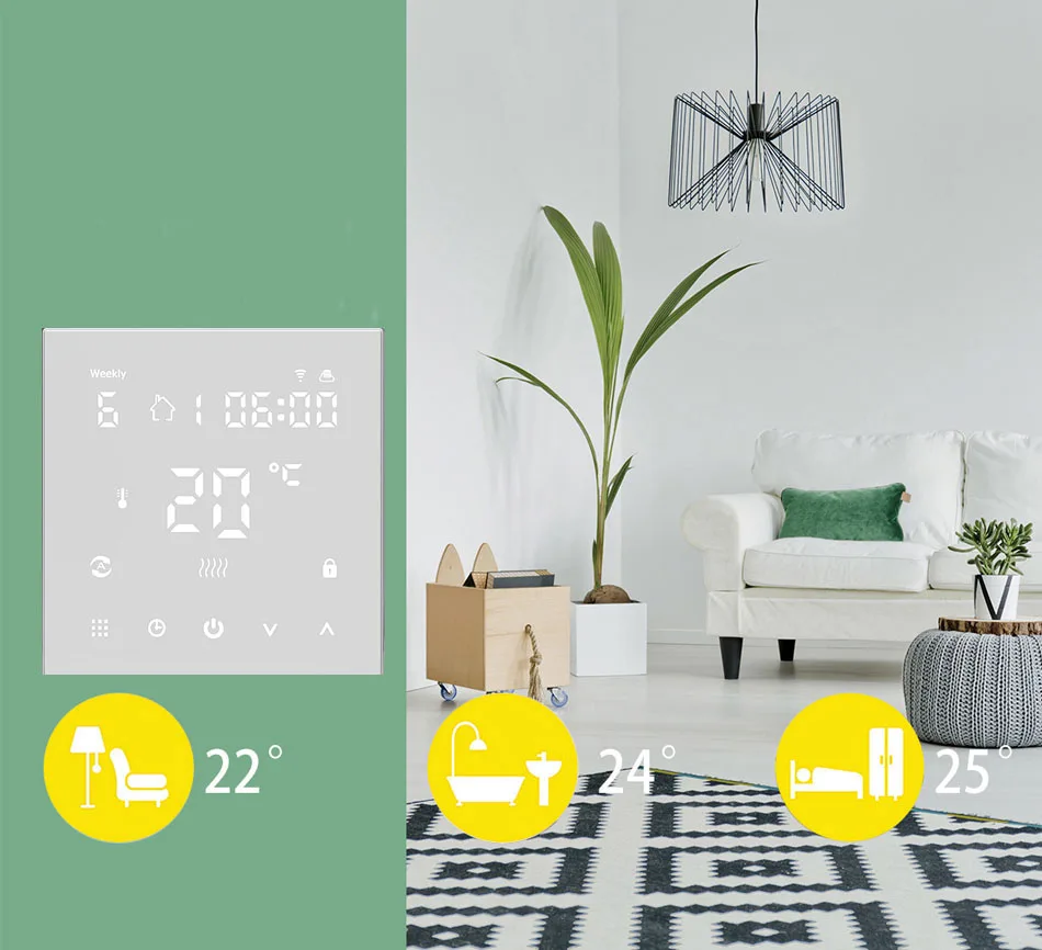 Цифровой термостат для подогрева пола Alexa Smart Home программируемый 3 А Wi-Fi под