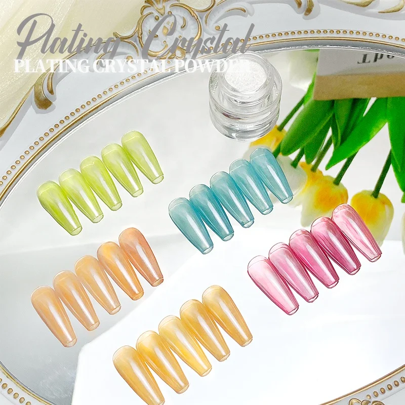 2024 New Glass Nail Chrome Pigment Clear White Mirror Pigment Rub Nails