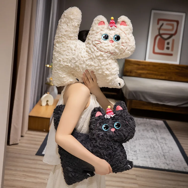 Cute stuffed cat plush doll toy birthday gifts cartoon soft biscuit cat plush throw pillow