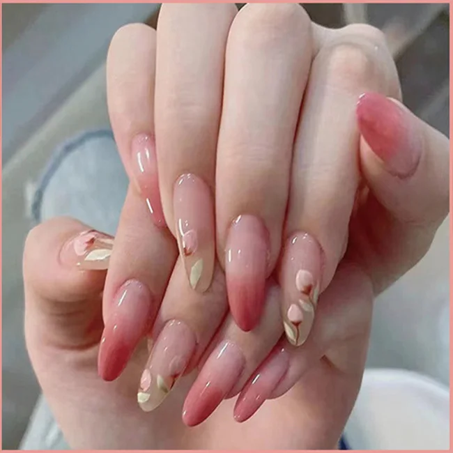 24Pcs Wholesale Medium Short False Nail Tips Handmade Wearable Artificial Fingernails Private Label Press On Nail Boxed