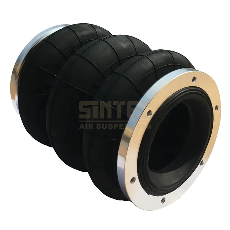 3S120-17F Aluminium Alloy Universal Rubber Triple Convoluted Air Lift Ride Shock Suspension Bellow Bag Spring With Flange