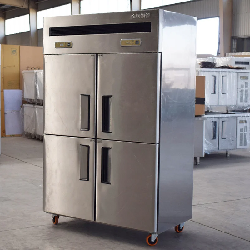 Manufacturer Direct Sales Stainless Steel Four Door Freezer Single/Dual Temperature Options Available Fridge Upright Chiller