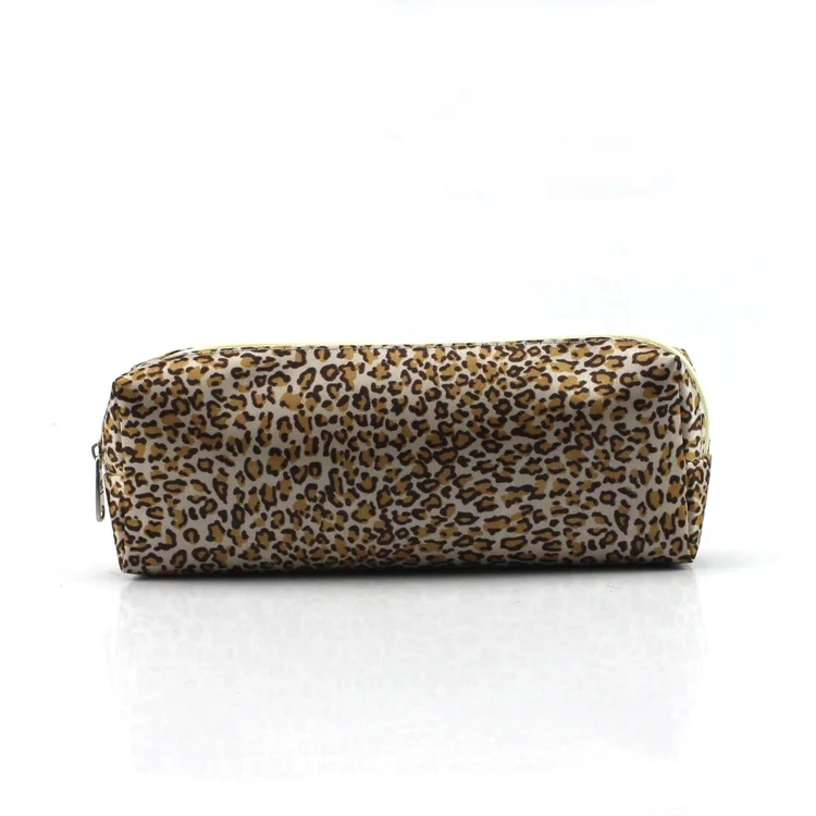 Classic Leopard Print Polyester Pencil Case with Zipper Multi-Purpose School and Cosmetic Makeup Pouch for Women