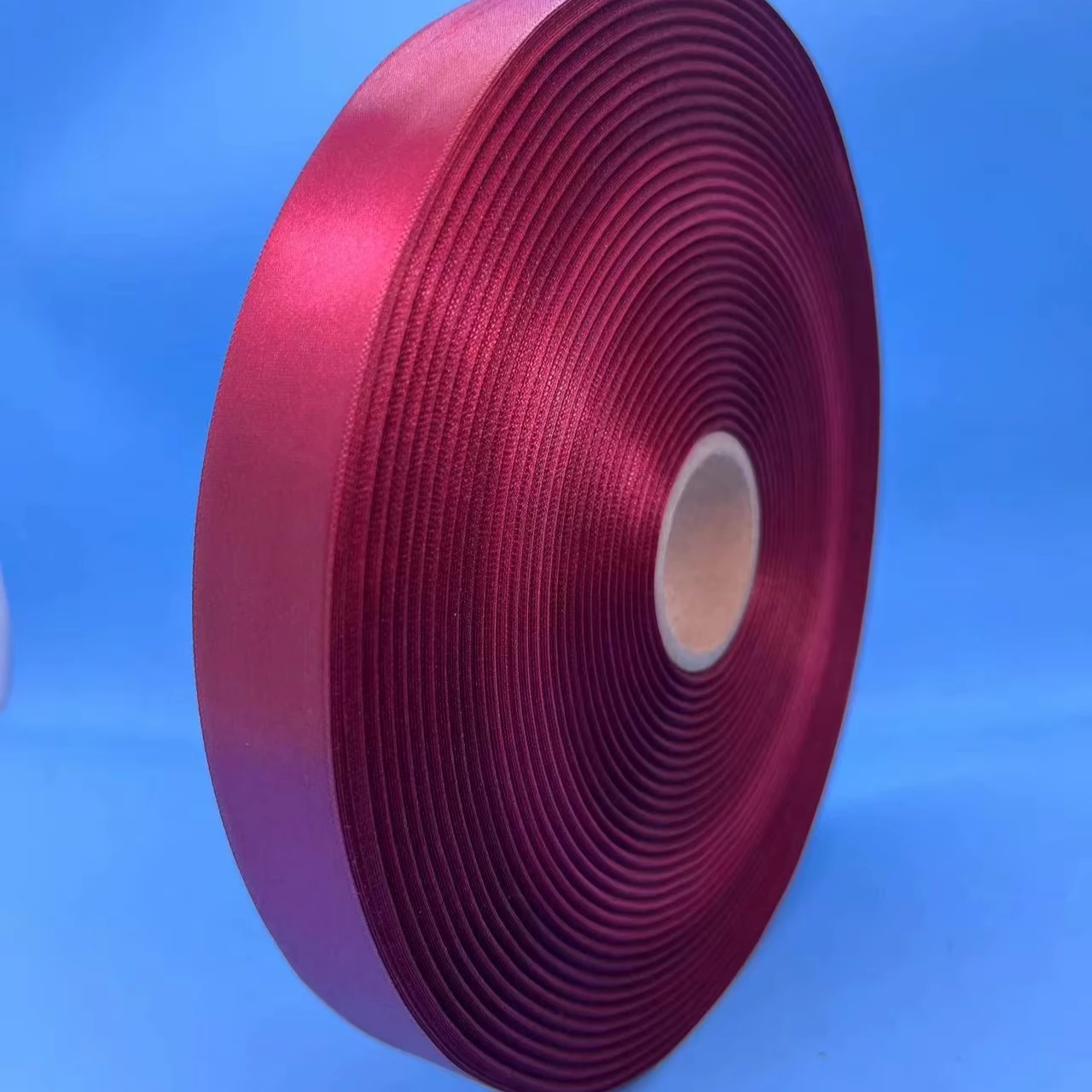 Custom Rose Red Colorful Woven Edge Satin Label Roll 100% Polyester Smooth Fabric 1inch Woven Edge Satin Ribbon