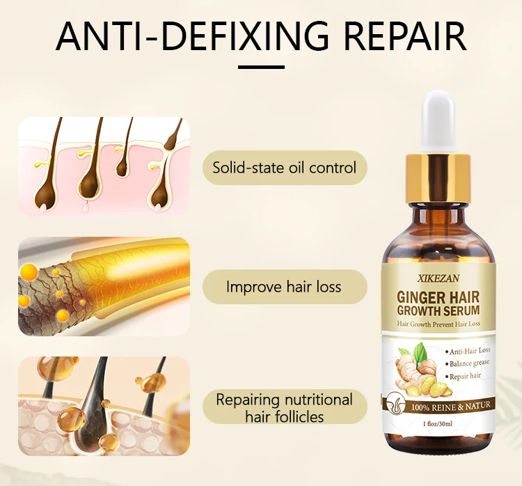 Hair Treatment Anti Loss Serum Ginger Growth Oil Ingrown Organic Hair Fall Serum For Rough And Damage Hair