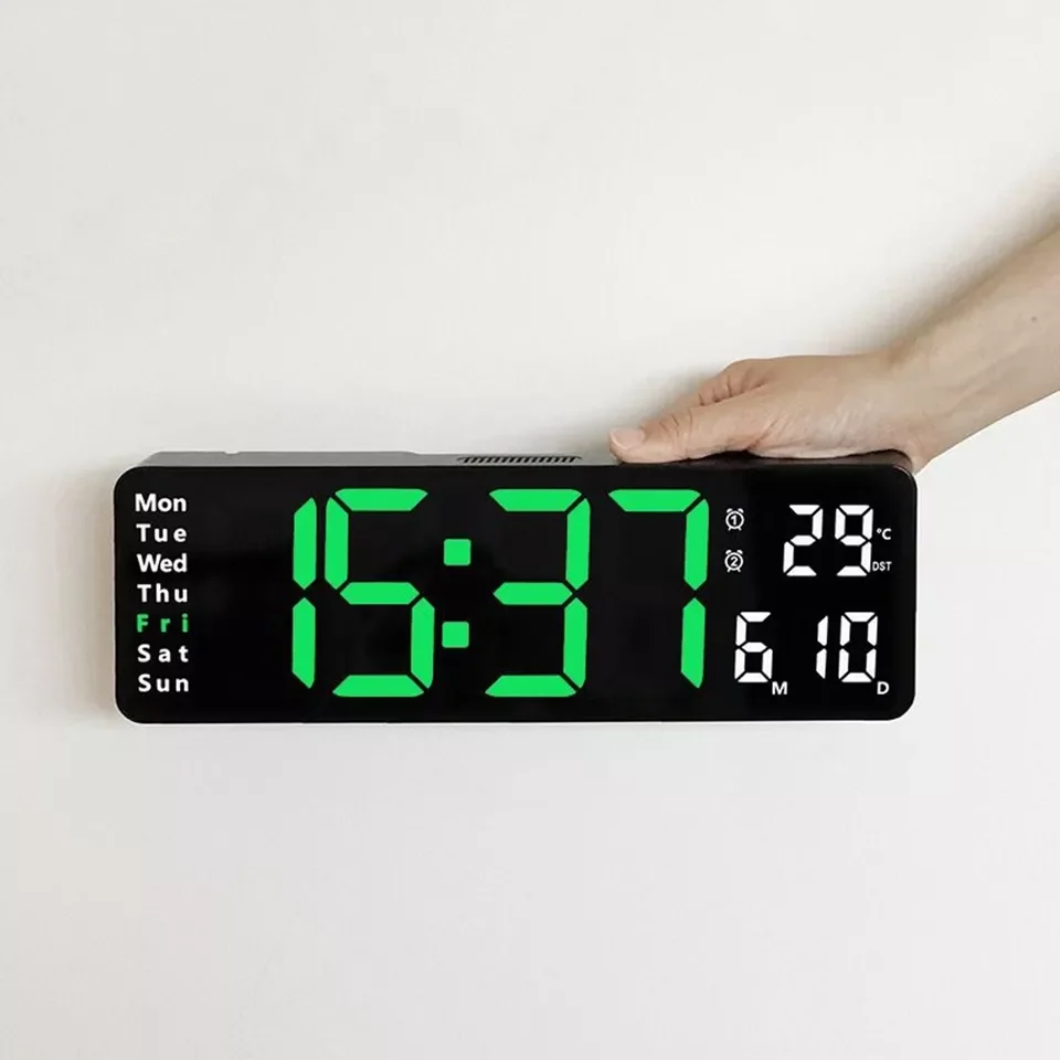 Extra large screen wall mounted clock multifunctional remote control electronic digital LED clock Nordic style clock