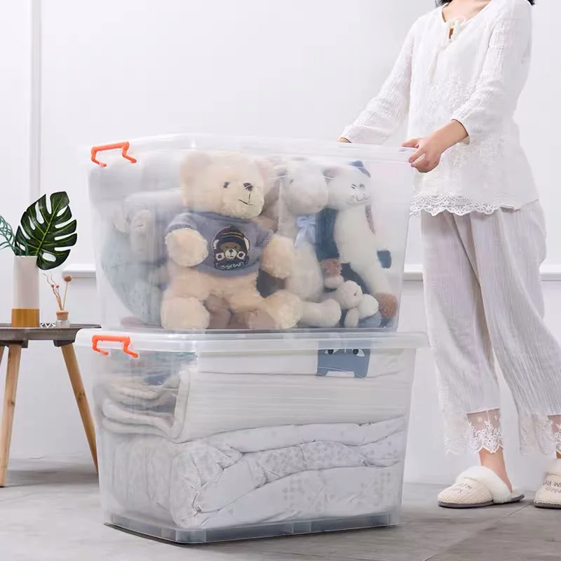 
Customized Home PP Bin Container Clear Transparent Plastic Storage Box with Lid 