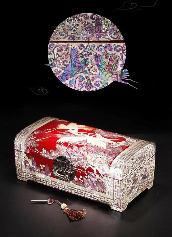 FHbiz Custom Luxury High quality Jewelry Shell Velvet Wedding wooden crafts Storage Gift Box Packaging organizer with logo