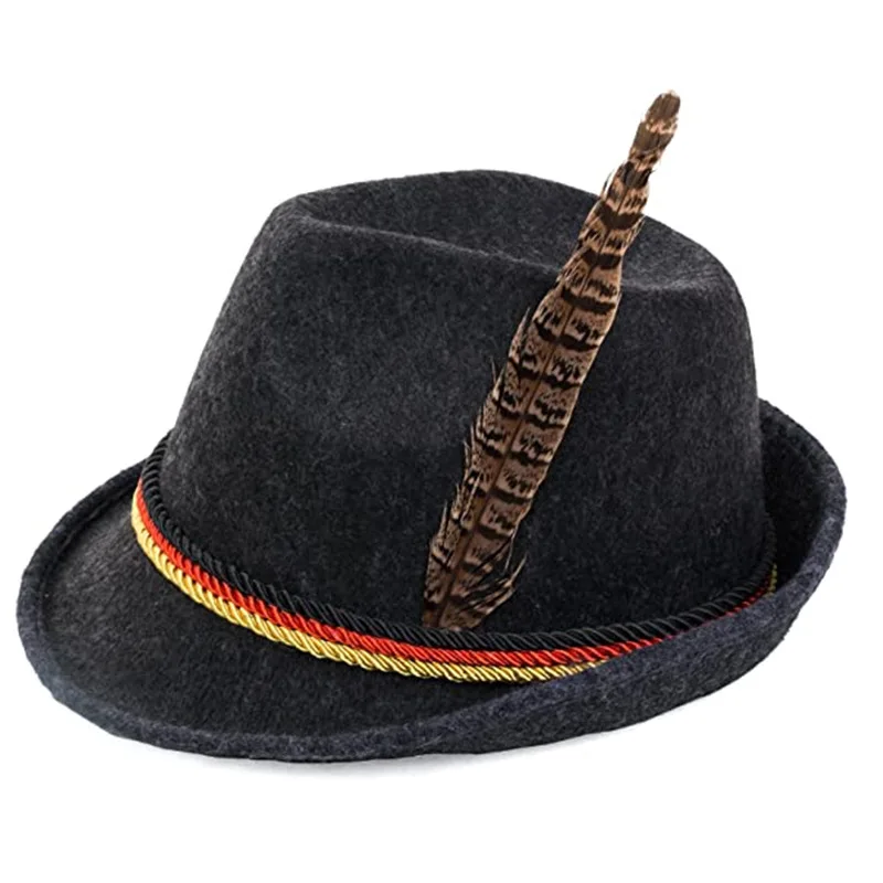 2024 New Style Custom Felt Fedora Cap Party Top Men German Beer Oktoberfes Hats