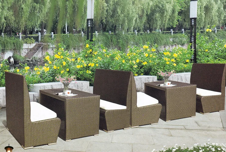 Modern style wicker furniture restaurant rattan  dining chair set outdoor chair for cafe
