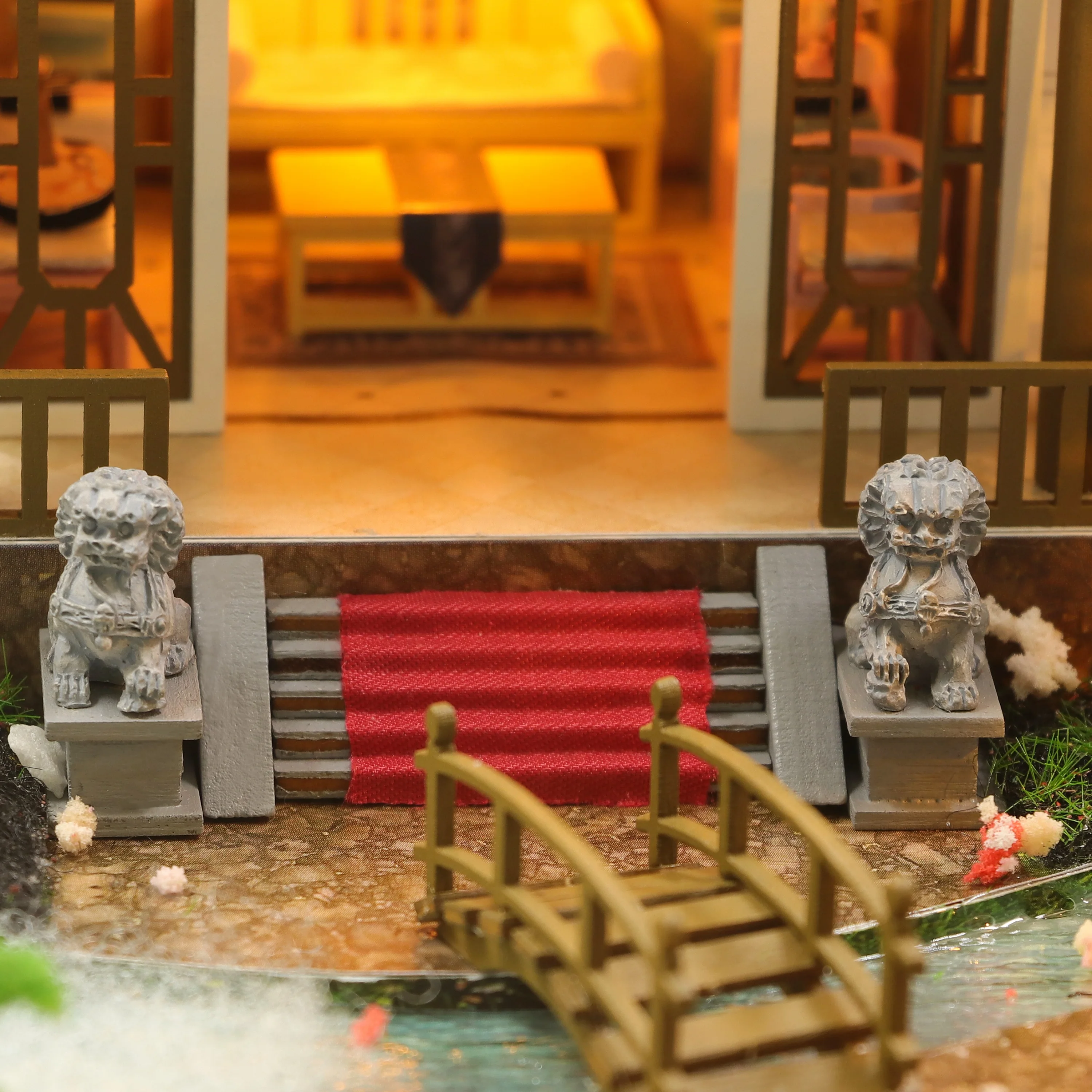 Hongda classical Chinese villa style handmade diy wooden dollhouse miniature dollhouse with light and music