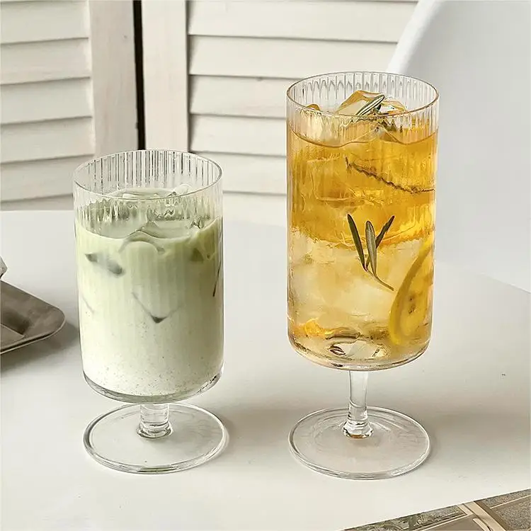 Hot Sale 450ml Reusable Dessert Glass Cups Aesthetic Ice Cream Cup Whiskey Glasses for Cafe Shop party