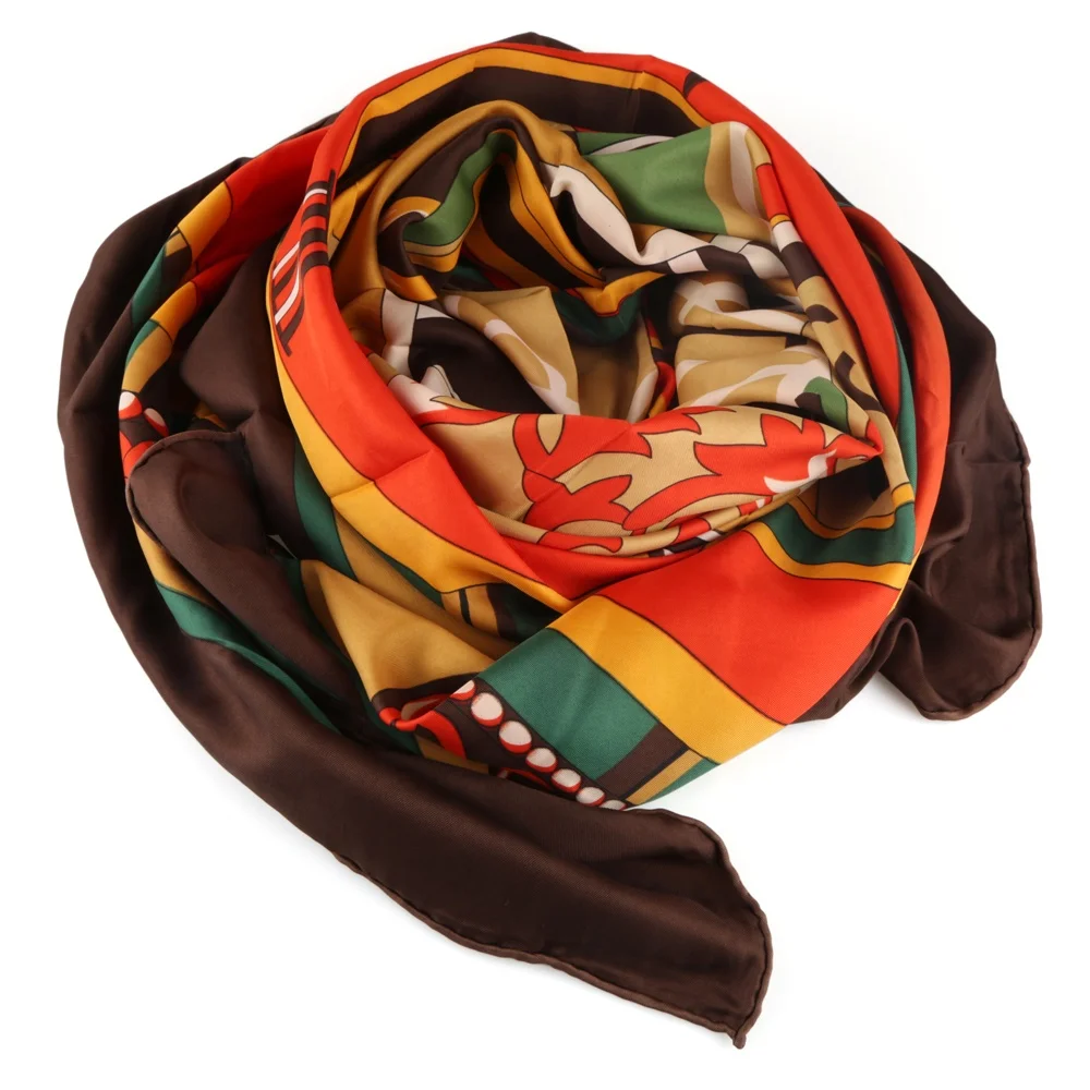 Paisley Floral OEM Fashion Custom Satin Scarf Handmade Rolled Edge Silk Scarf