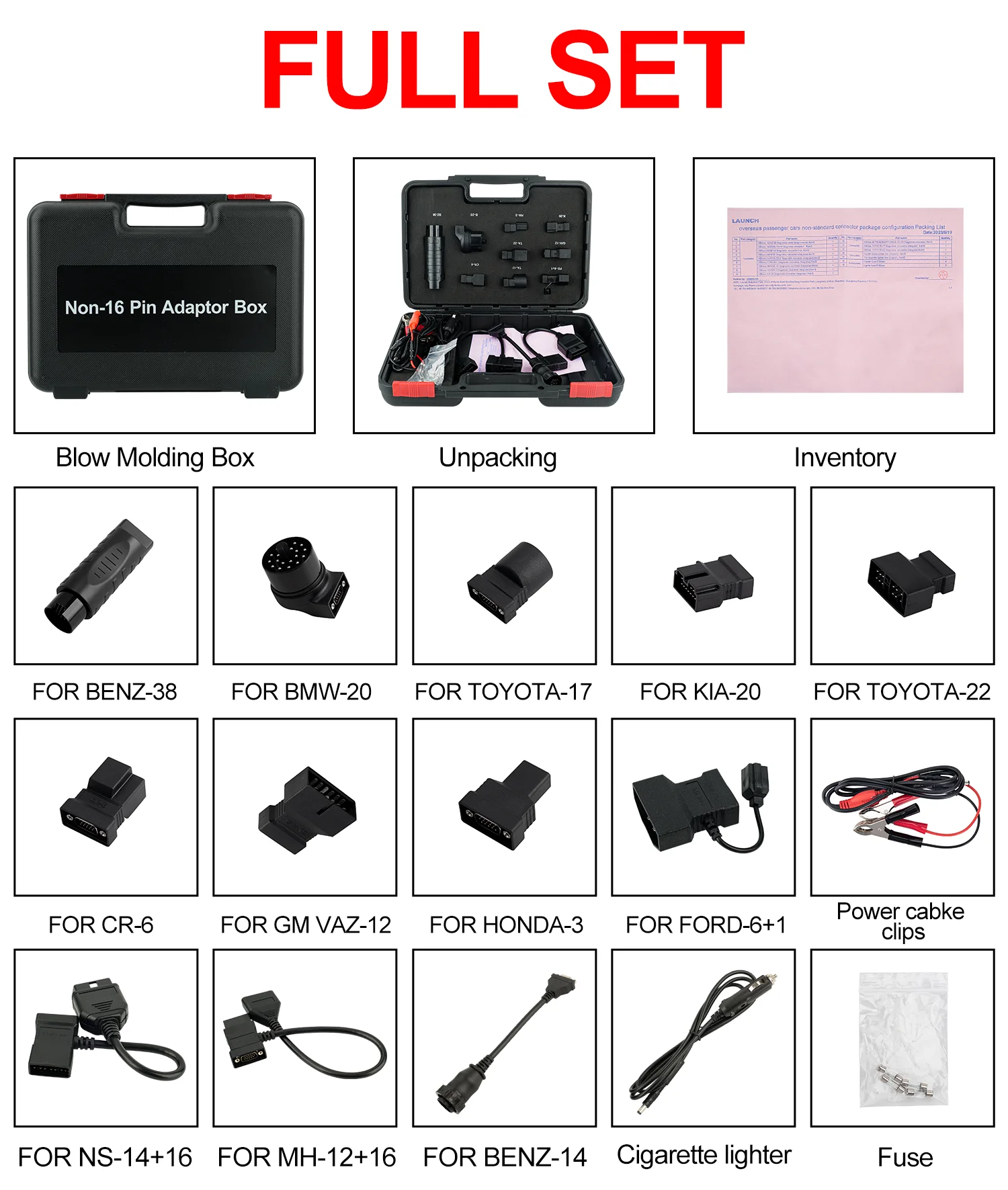 LAUNCH X431 Non-16 Pin Adaptor Box for Old Cars OBD1 connector support for CRP919E/ BT/ PRO ELITE