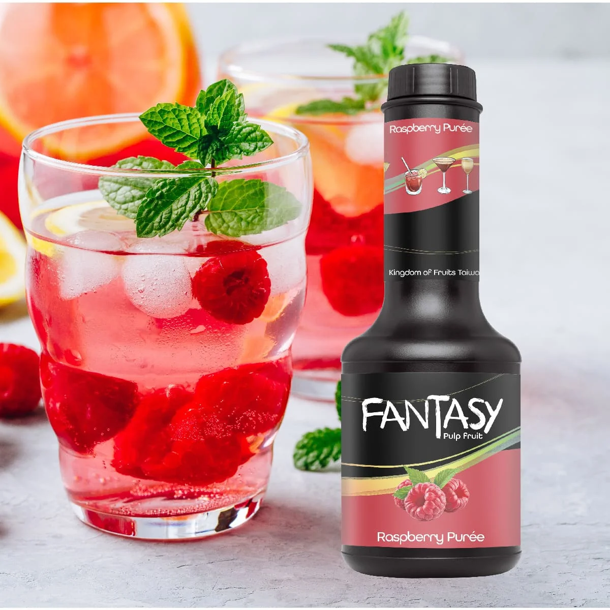 Raspberry syrup fruit