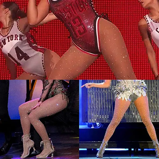 Wonens Black Tights Girl Glitter Socks Bling Rhinestone Elastic Tights Pantyhose for Lady & Women