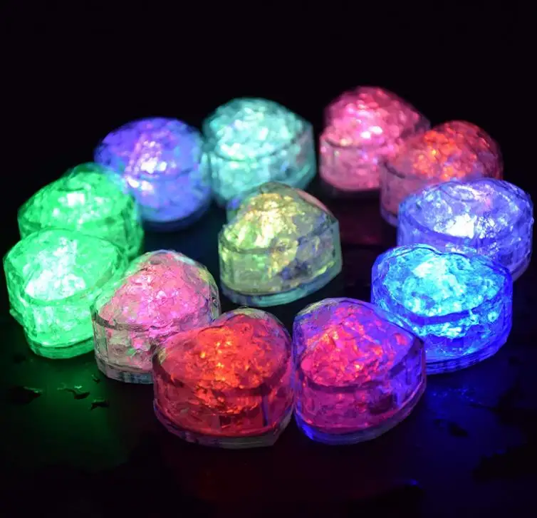 Light Up Ice Cubes Flash LED Glowing Heart Ice Cube for Bathtub Vase Wedding Club Bar Beer Tower arty Atmosphere Decor