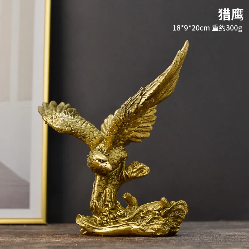 Retro American Falcon Eagle Hawk Simulated Golden Eagle Statues Resin Craft Decoration Living Room Office Wine Cabinet Ornaments