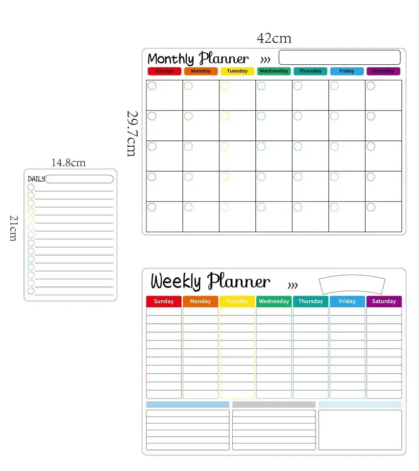 Monthly Planner Dry Erase Boards Fridge Calendar Magnetic Board Whiteboard with Thickened Magnet for Wall Hanging