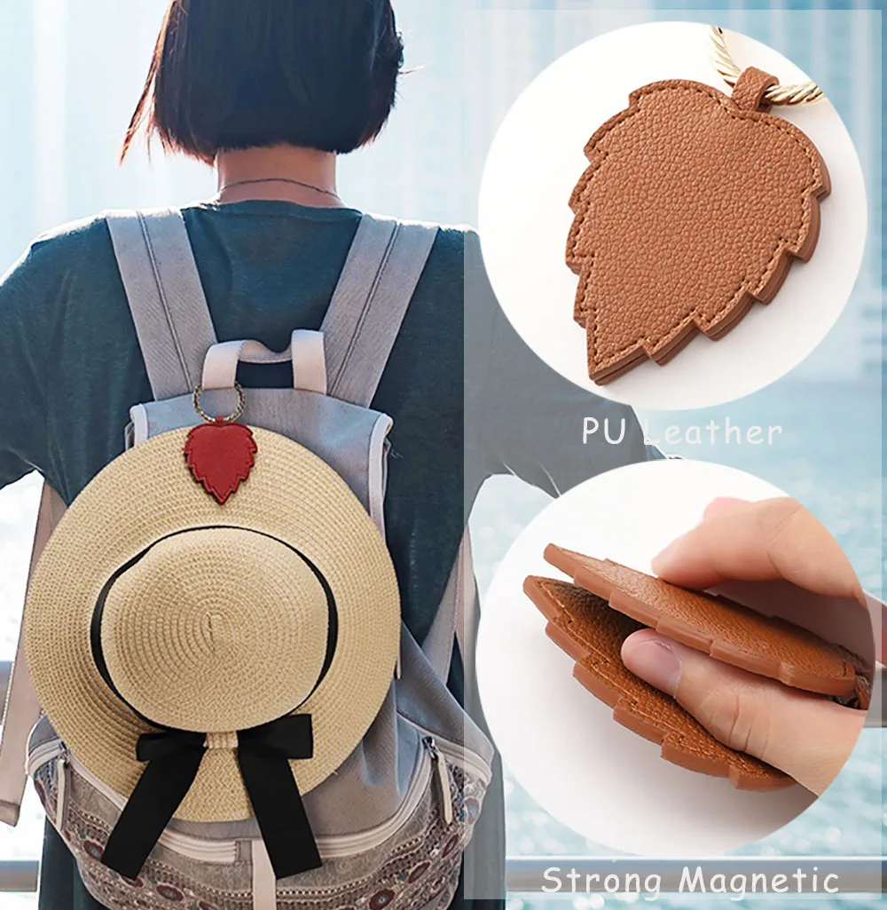PU Magnetic Hat Clip for Travel, Stylish Hands-Free Bag, Purse, Luggage, and Backpack Clip-On Holder for Sun and Wide Brim Hats