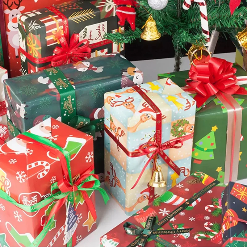 100% polyester hot gold gift Wrap with Christmas Tree Gift Ribbon for hand-made ribbon cake Christmas ribbon