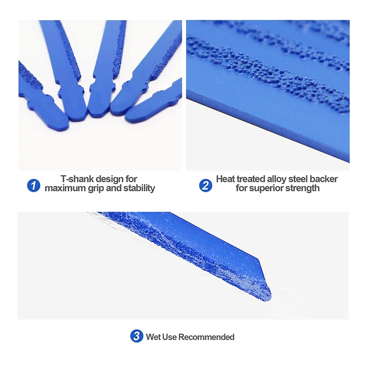 3PCS 4 Inch Diamond Jig Saw Blade for Straight or Curved Cut Granite Marble Ceramic Tile Brick Plastic with T Shank