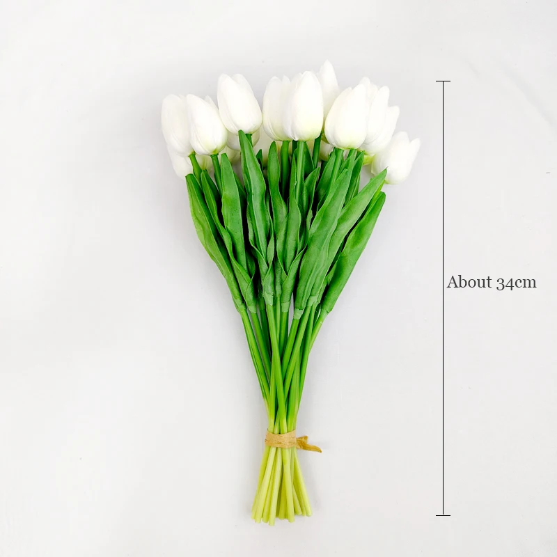 Soft Glue Faux Tulips Artificial Real Touch Flower Silk Flowers White Tulips For Home Wedding Decoration