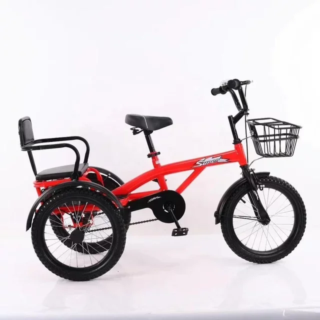 Cheap price factory double seats 16 inch 3 wheel bike bicycles walker twins baby tricycle trike for kids children two baby