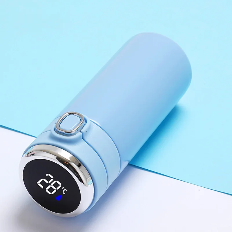 Wholesale Best Price Display Flask Cup With Button Lid 450ML Thermoses LED Temperature Flask Cup 304 Steel Thermometer Flask