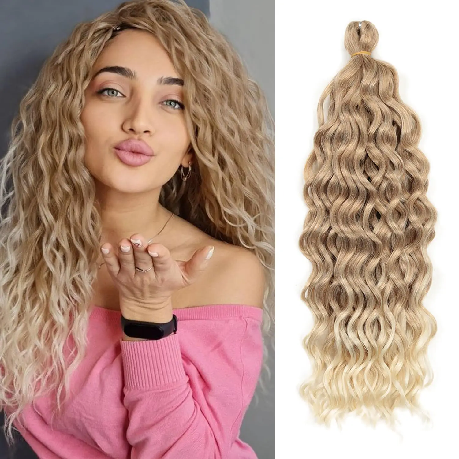 Hawaiian Curl White Wig Cross-border AliExpress Russia 18inch DeepTwist HawaiiCurl