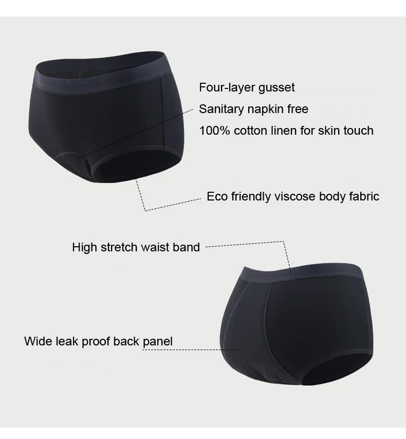 Warm Breathable Pure Cotton Physiological Panties Ladies Seamless Underwear Menstrual Period Leak-proof Cotton