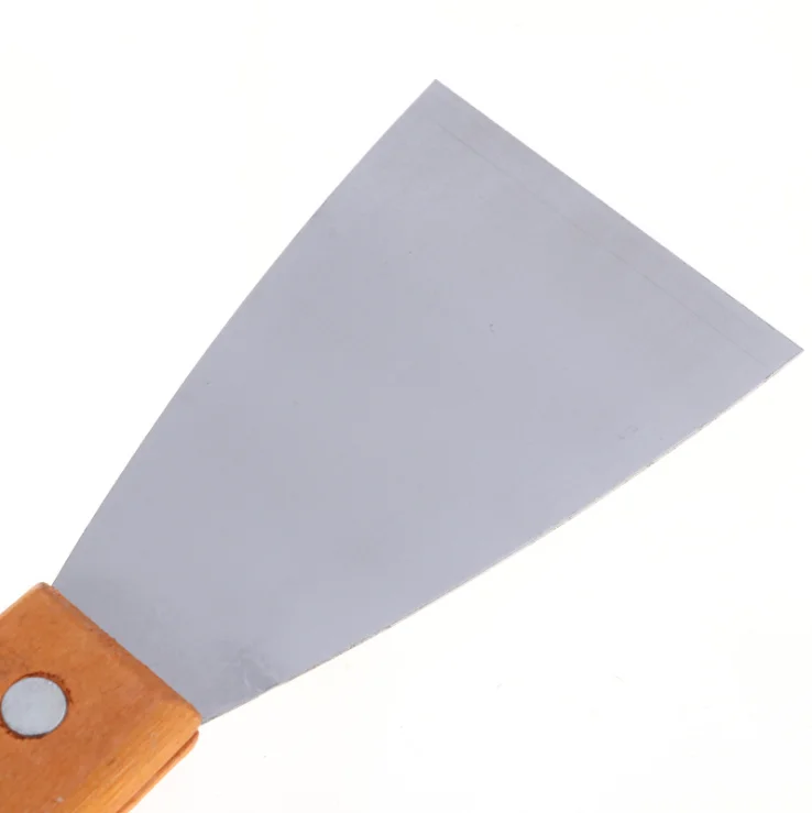 Mirror surface double clip stainless steel putty knife wooden